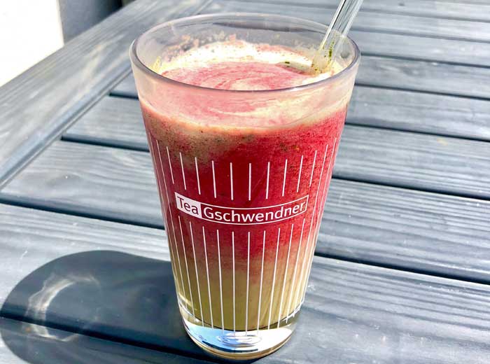 Rezept für Raspberry Matcha Latte