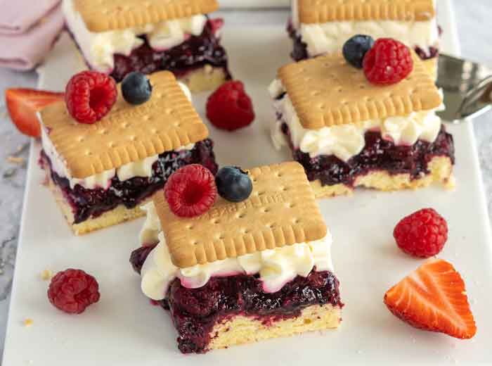 Beerenschnitten mit Grüntee Frühlingserwachen Himbeere